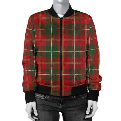 Holiday Tartan Plaid Pattern Women Casual Bomber Jacket