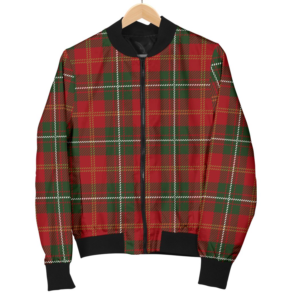 Holiday Tartan Plaid Pattern Women Casual Bomber Jacket