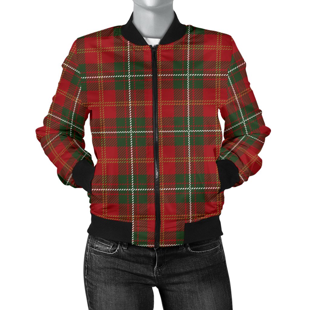 Holiday Tartan Plaid Pattern Women Casual Bomber Jacket