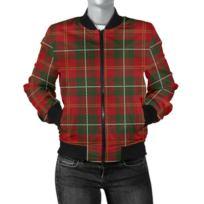 Holiday Tartan Plaid Pattern Women Casual Bomber Jacket