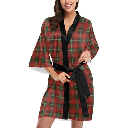 Holiday Tartan Plaid Pattern Women Short Kimono Robe