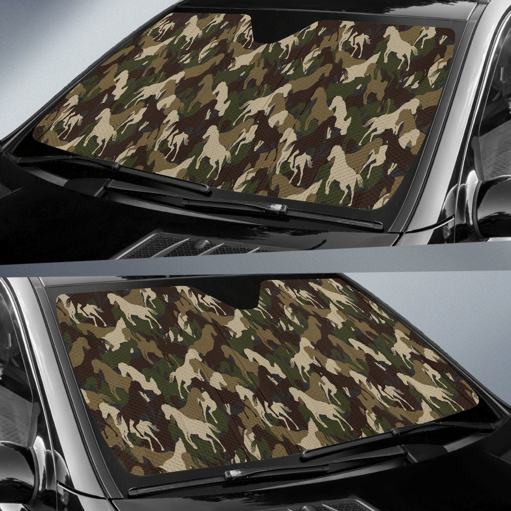 Horse Camo Themed Design Print Car Sun Shade For Windshield