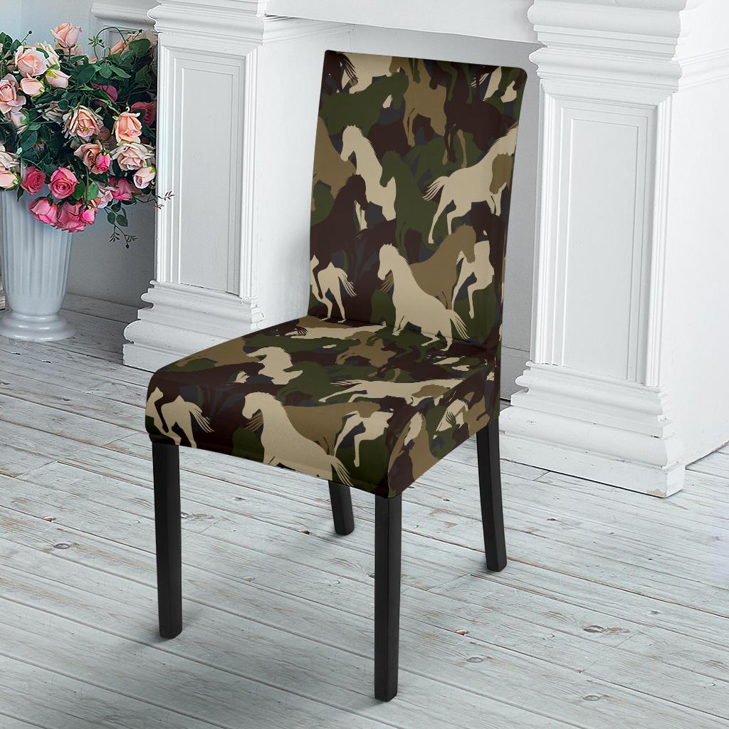 Horse Camo Themed Design Print Dining Chair Slipcover-JTAMIGO.COM