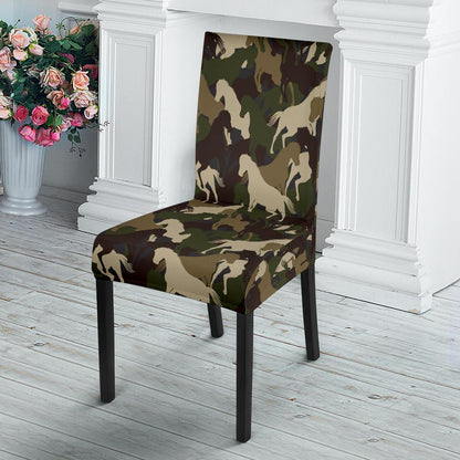 Horse Camo Themed Design Print Dining Chair Slipcover-JTAMIGO.COM