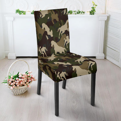 Horse Camo Themed Design Print Dining Chair Slipcover-JTAMIGO.COM