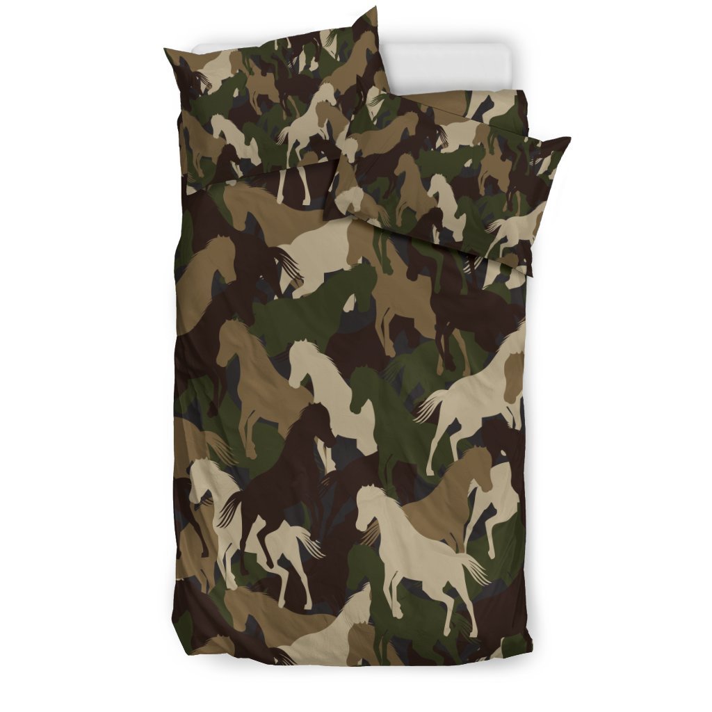 Horse Camo Themed Design Print Duvet Cover Bedding Set