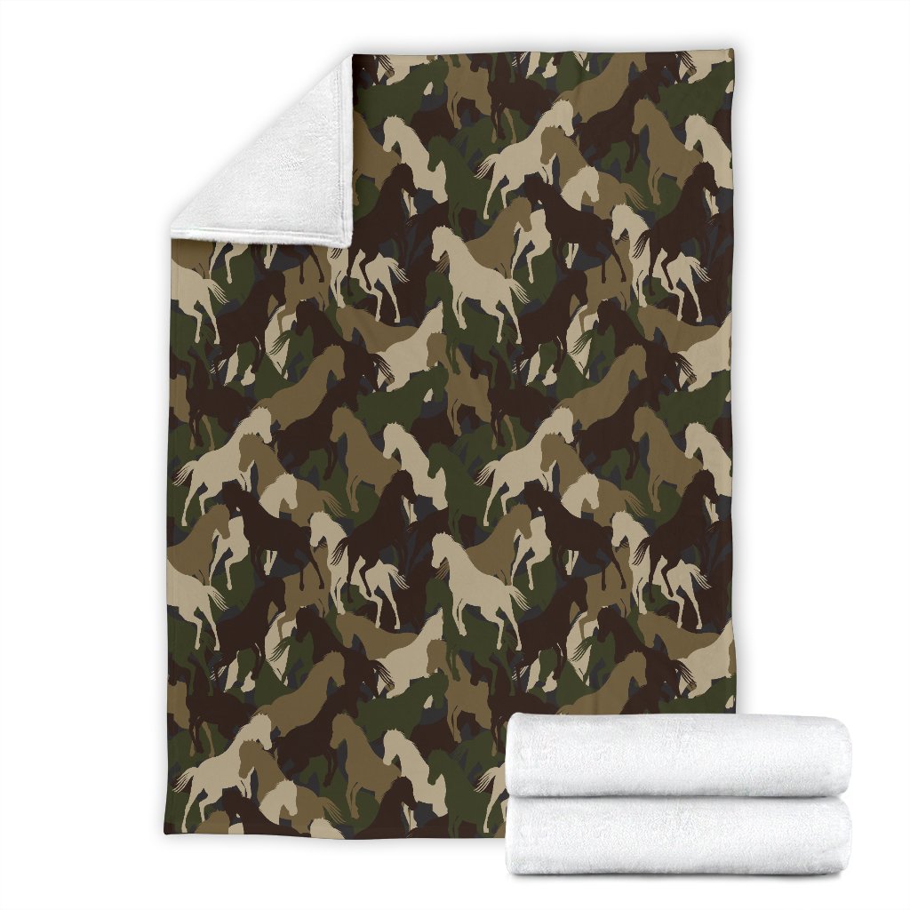 Horse Camo Themed Design Print Fleece Blanket