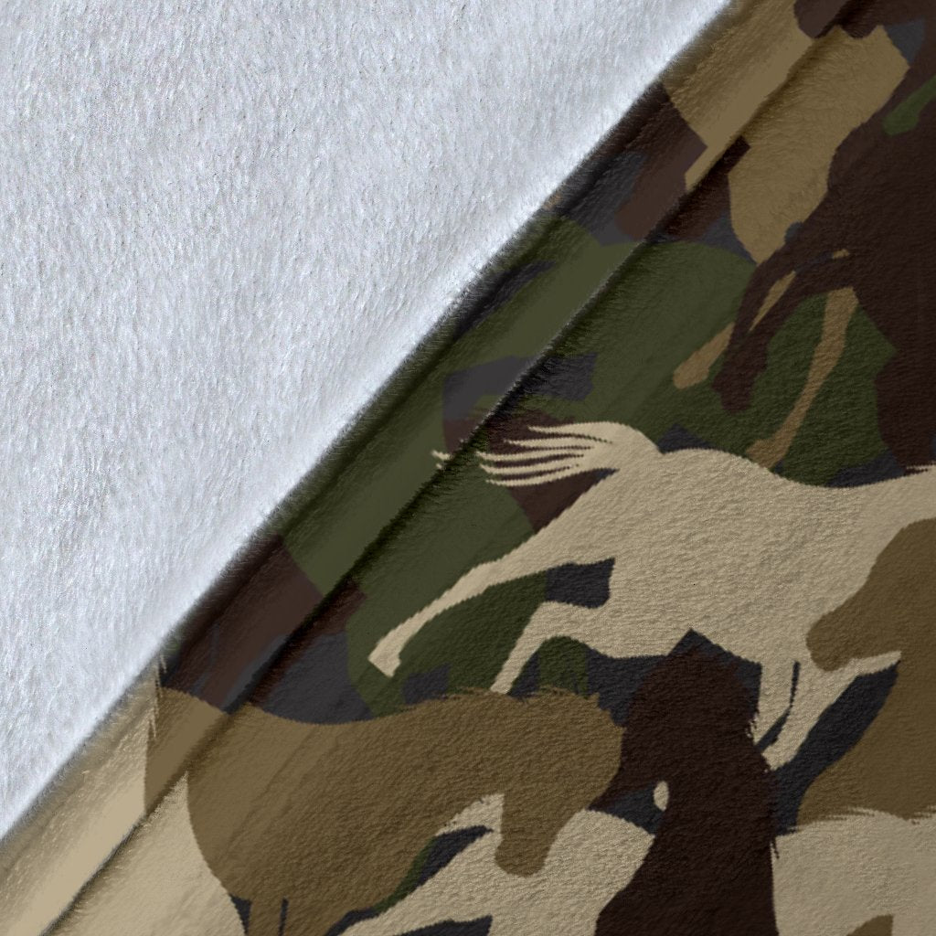 Horse Camo Themed Design Print Fleece Blanket