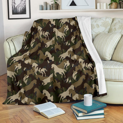 Horse Camo Themed Design Print Fleece Blanket