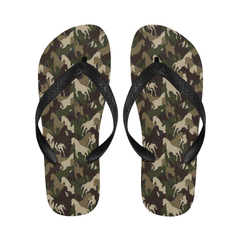 Horse Camo Themed Design Print Flip Flops-JTAMIGO.COM