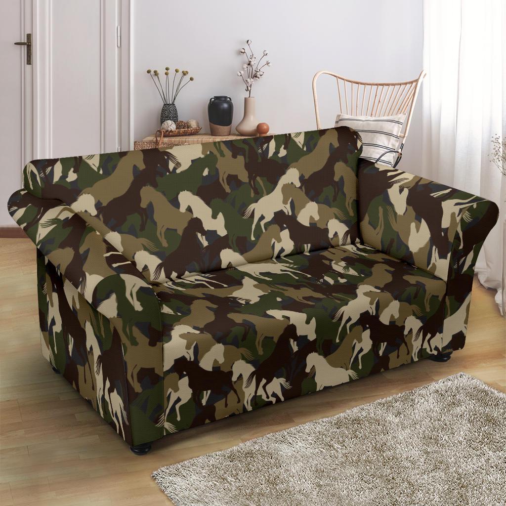 Horse Camo Themed Design Print Loveseat Slipcover-JTAMIGO.COM