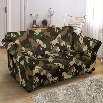 Horse Camo Themed Design Print Loveseat Slipcover-JTAMIGO.COM
