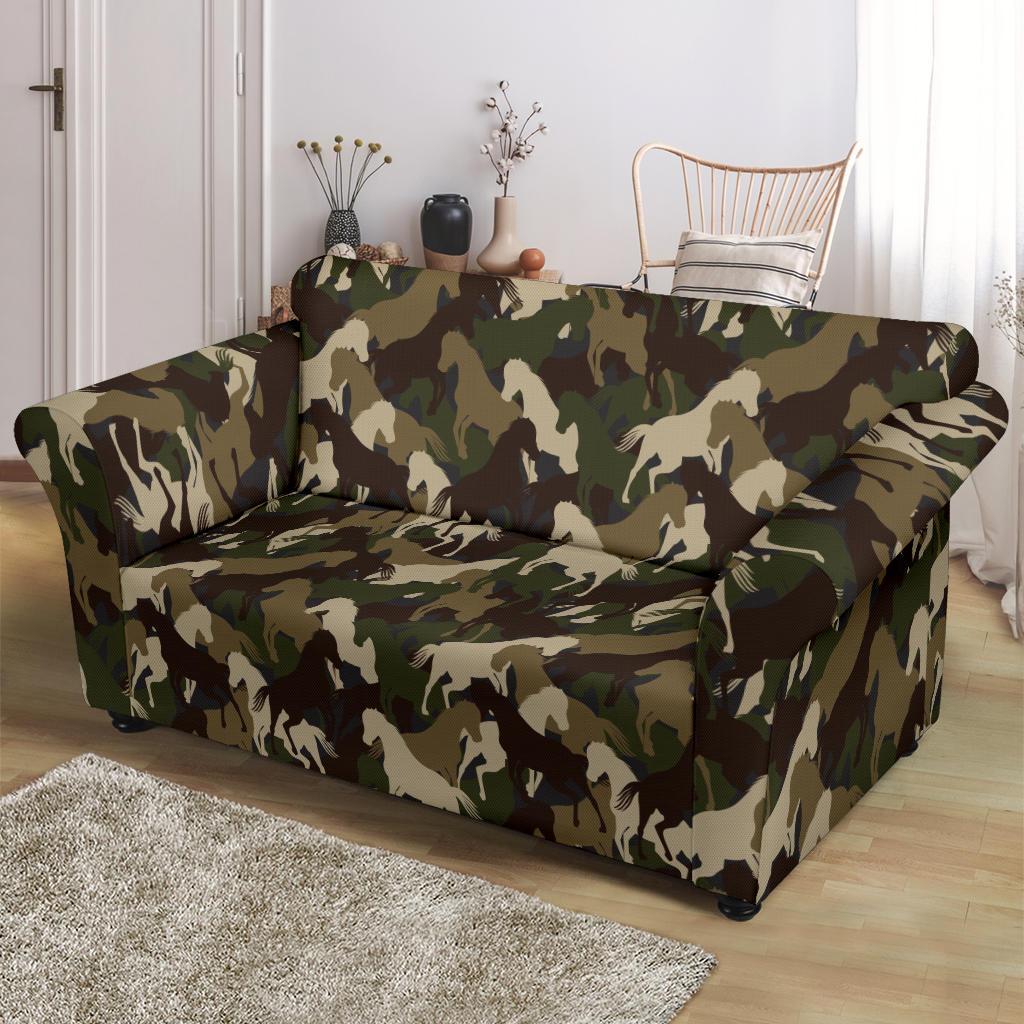 Horse Camo Themed Design Print Loveseat Slipcover-JTAMIGO.COM