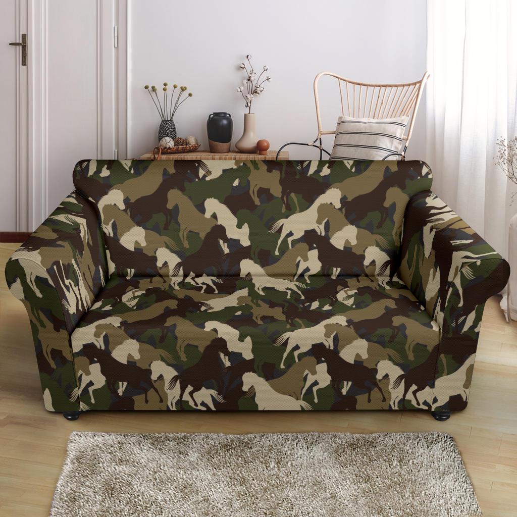 Horse Camo Themed Design Print Loveseat Slipcover-JTAMIGO.COM