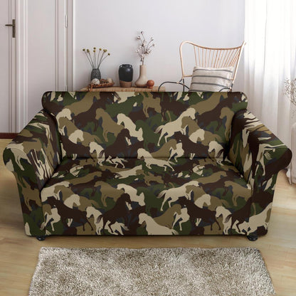 Horse Camo Themed Design Print Loveseat Slipcover-JTAMIGO.COM