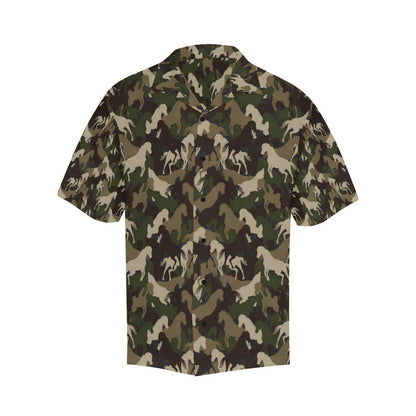Horse Camo Themed Design Print Men Aloha Hawaiian Shirt