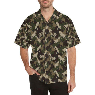 Horse Camo Themed Design Print Men Aloha Hawaiian Shirt