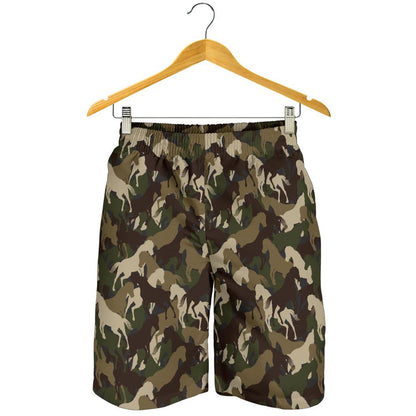 Horse Camo Themed Design Print Mens Shorts-JTAMIGO.COM
