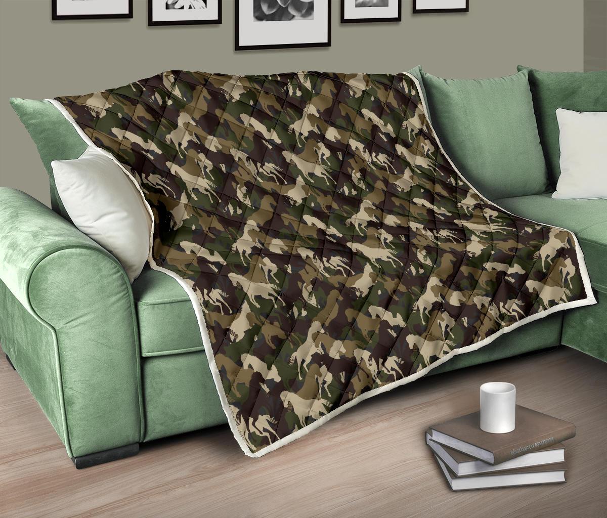 Horse Camo Themed Design Print Premium Quilt-JTAMIGO.COM