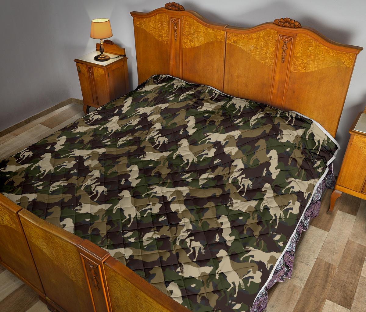 Horse Camo Themed Design Print Premium Quilt-JTAMIGO.COM