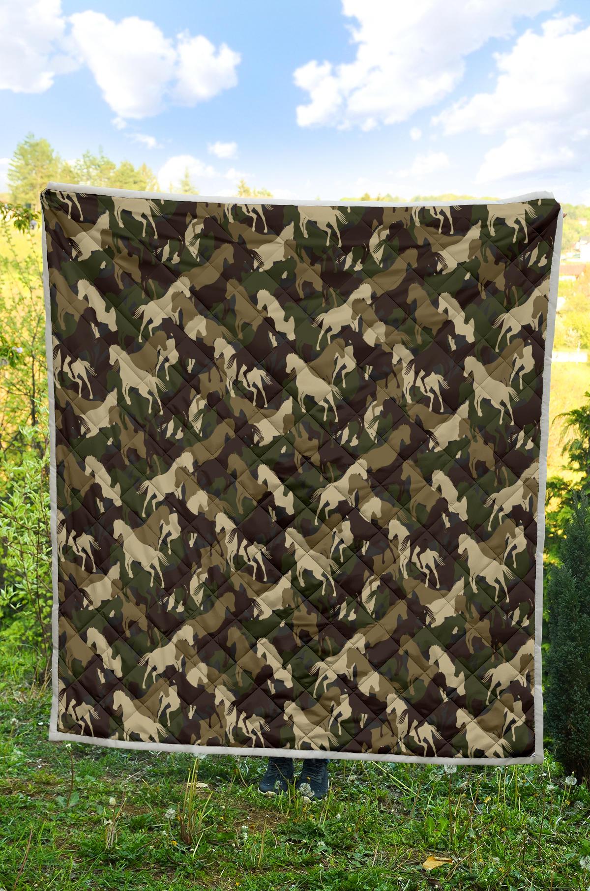 Horse Camo Themed Design Print Premium Quilt-JTAMIGO.COM