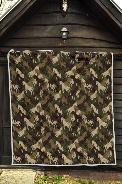 Horse Camo Themed Design Print Premium Quilt-JTAMIGO.COM