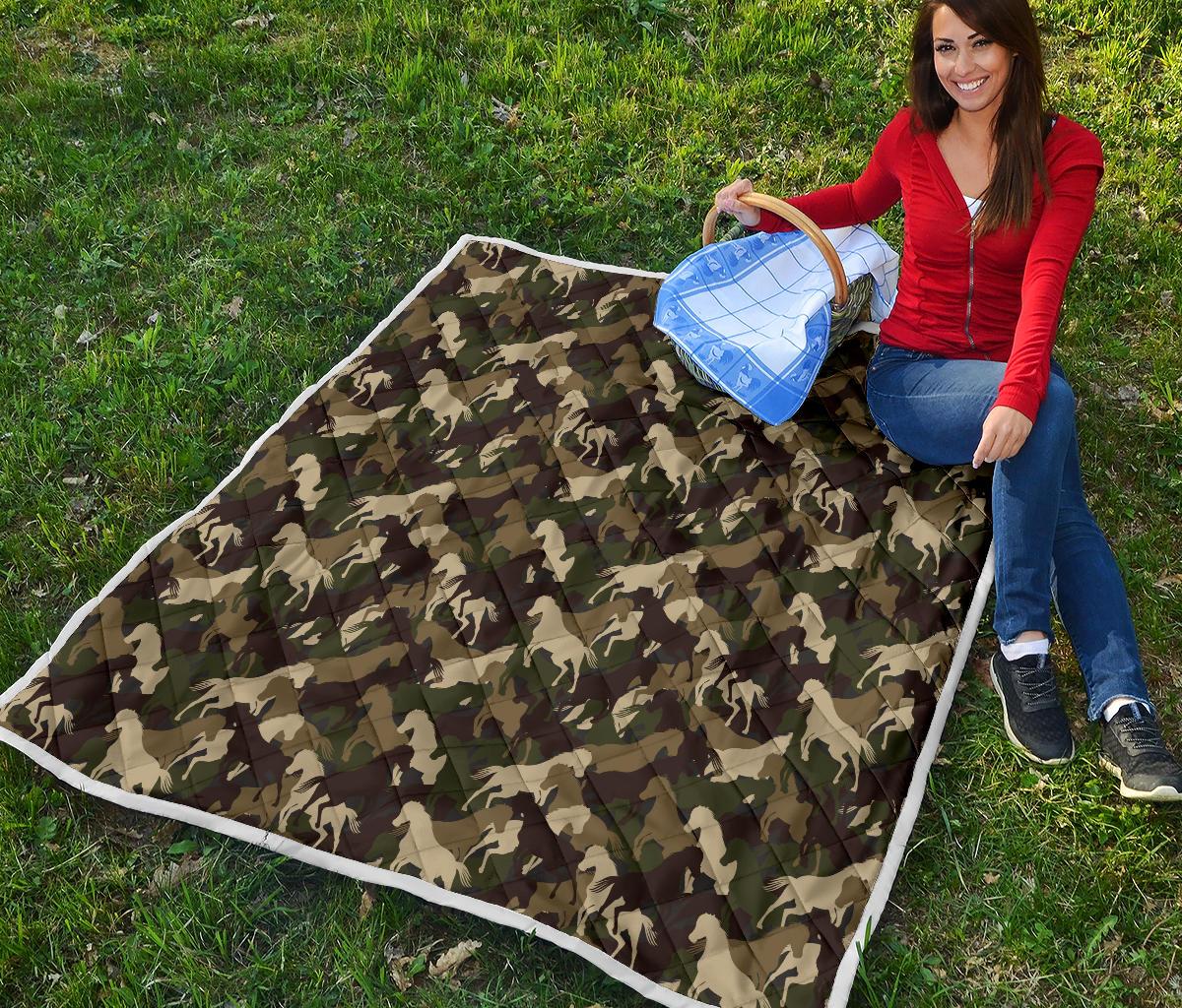 Horse Camo Themed Design Print Premium Quilt-JTAMIGO.COM