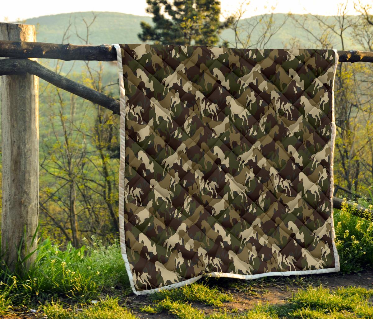 Horse Camo Themed Design Print Premium Quilt-JTAMIGO.COM