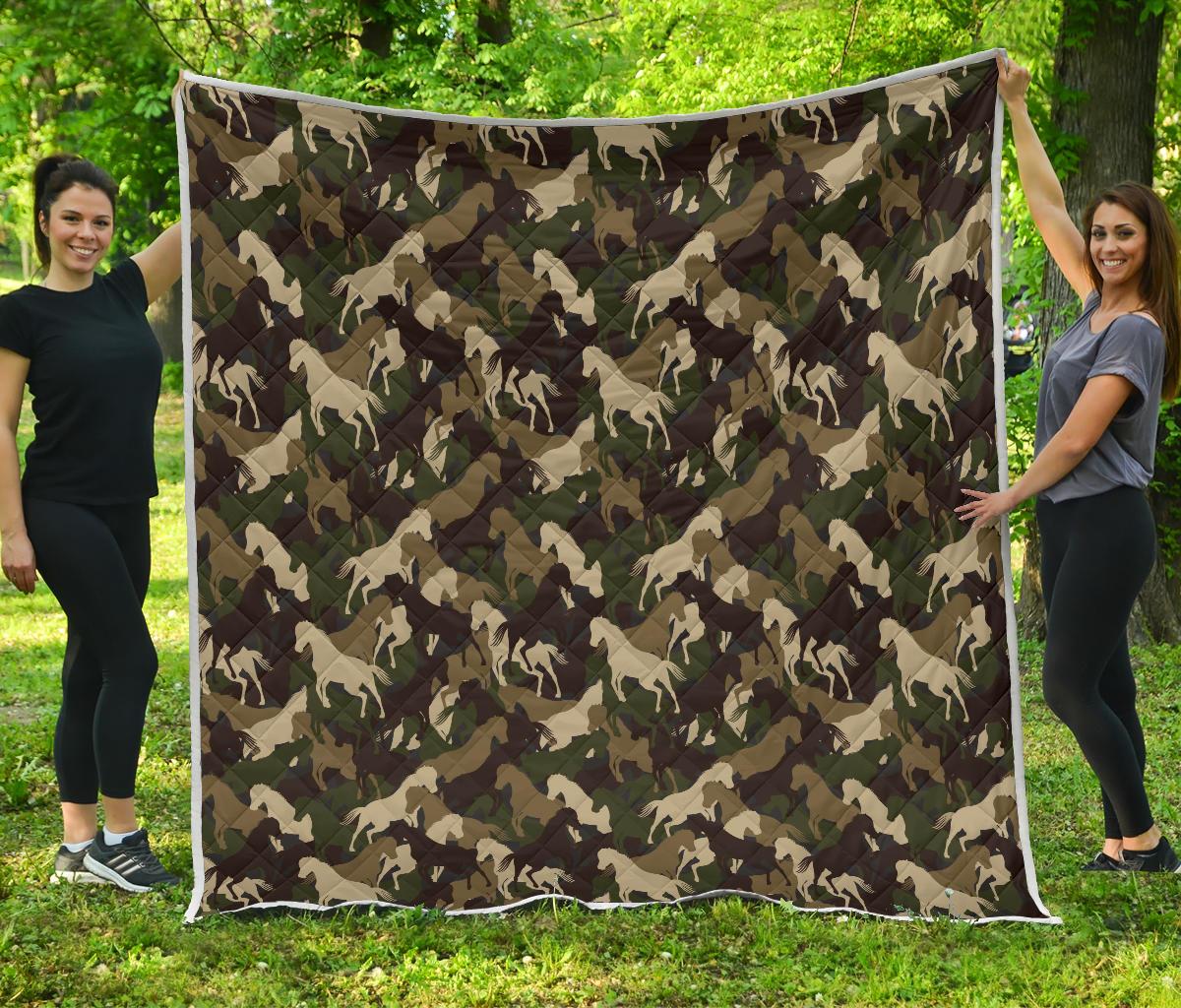 Horse Camo Themed Design Print Premium Quilt-JTAMIGO.COM