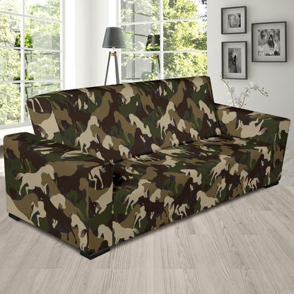 Horse Camo Themed Design Print Sofa Slipcover-JTAMIGO.COM