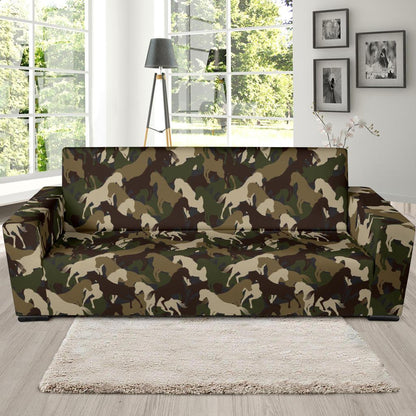 Horse Camo Themed Design Print Sofa Slipcover-JTAMIGO.COM