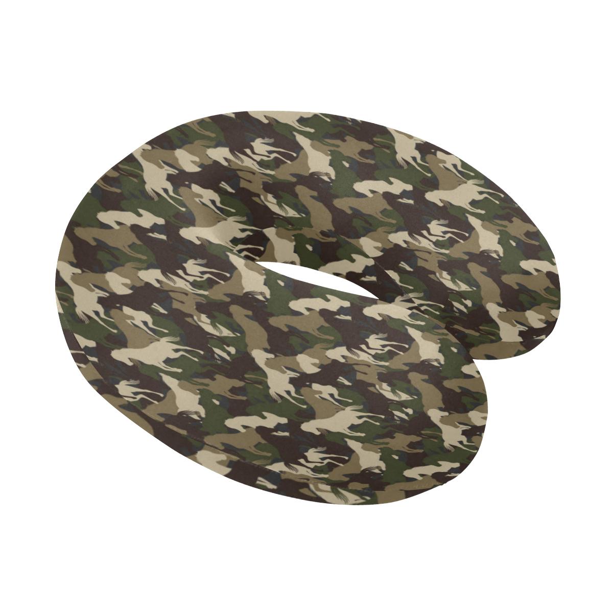 Horse Camo Themed Design Print U-Shaped Travel Neck Pillow-JTAMIGO.COM