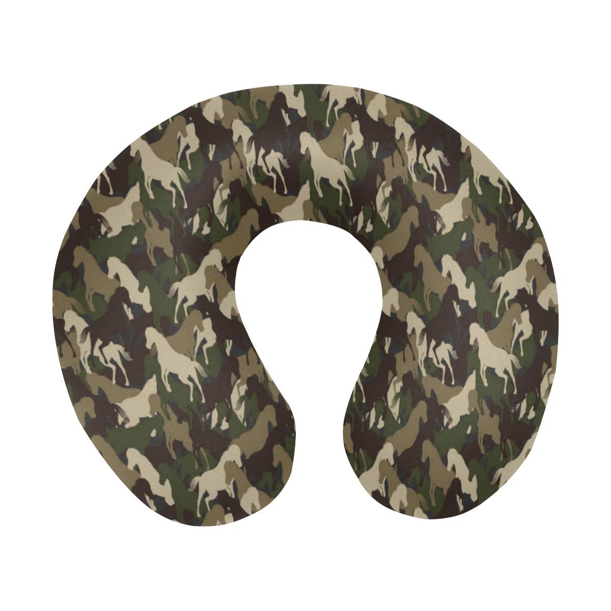 Horse Camo Themed Design Print U-Shaped Travel Neck Pillow-JTAMIGO.COM