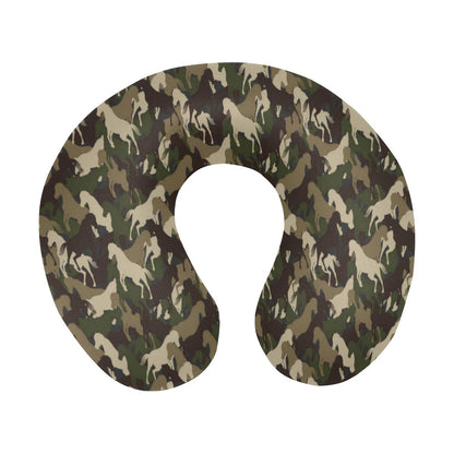 Horse Camo Themed Design Print U-Shaped Travel Neck Pillow-JTAMIGO.COM