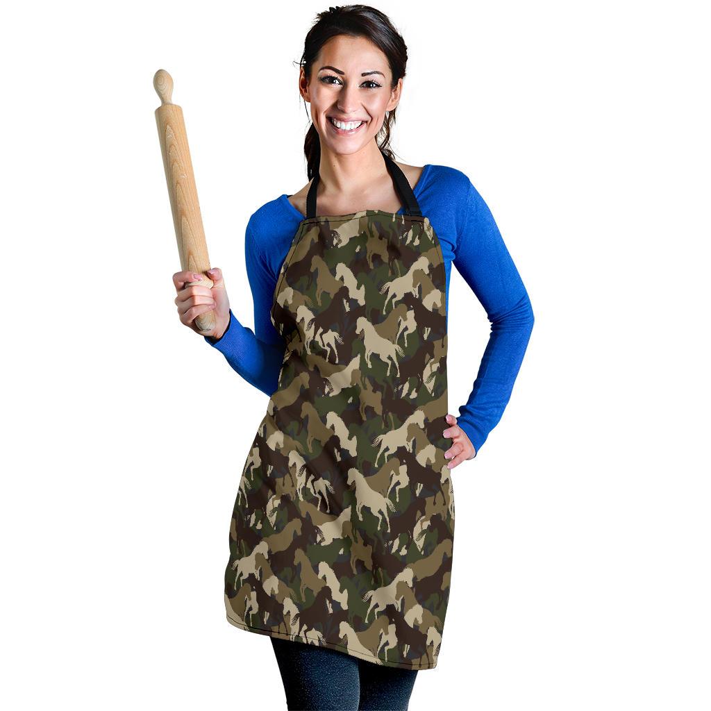 Horse Camo Themed Design Print Women Apron