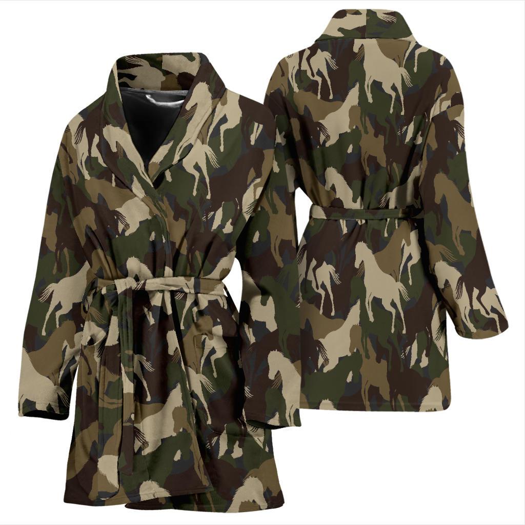 Horse Camo Themed Design Print Women Bath Robe-JTAMIGO.COM