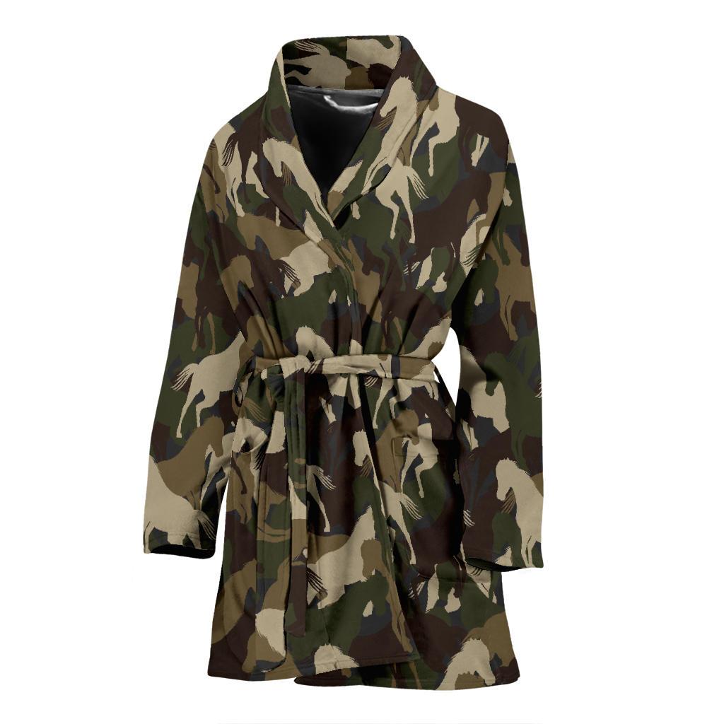 Horse Camo Themed Design Print Women Bath Robe-JTAMIGO.COM