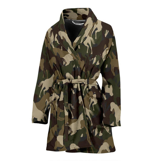 Horse Camo Themed Design Print Women Bath Robe-JTAMIGO.COM