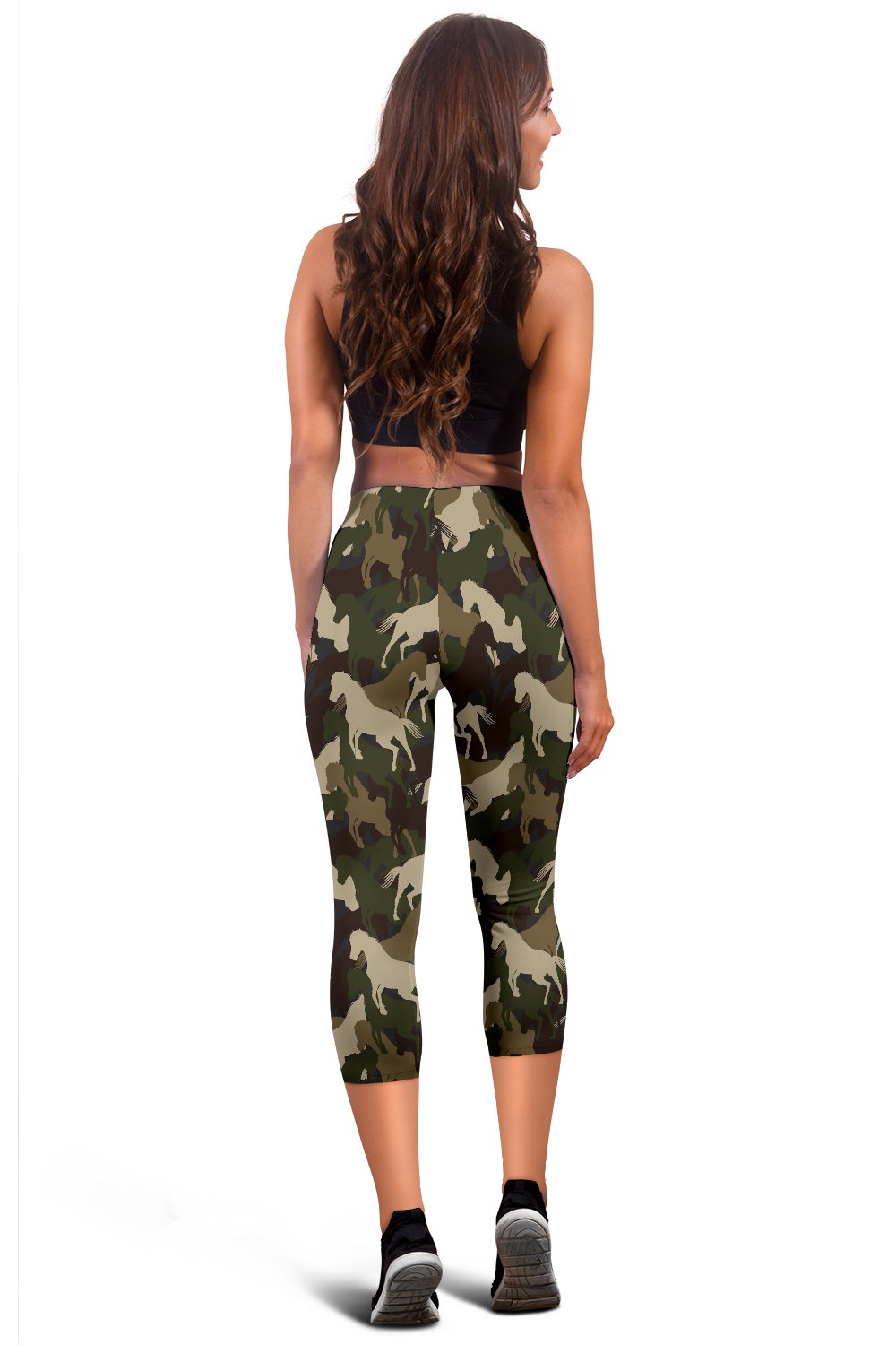 Horse Camo Themed Design Print Women Capris