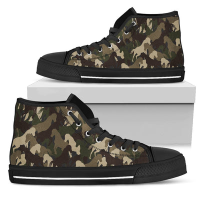 Horse Camo Themed Design Print Women High Top Shoes