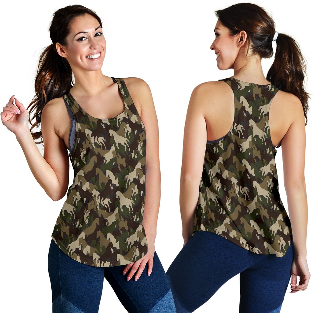 Horse Camo Themed Design Print Women Racerback Tank Top