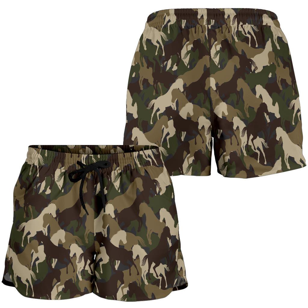 Horse Camo Themed Design Print Women Shorts-JTAMIGO.COM