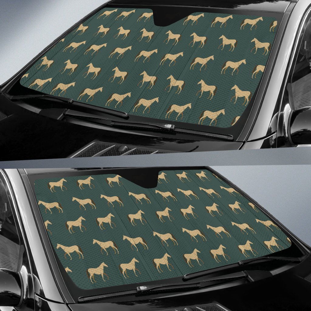 Horse Classic Themed Pattern Print Car Sun Shade For Windshield