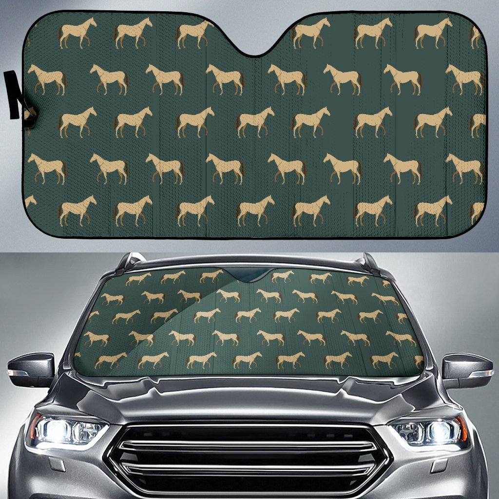 Horse Classic Themed Pattern Print Car Sun Shade For Windshield