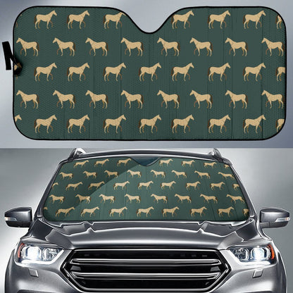 Horse Classic Themed Pattern Print Car Sun Shade For Windshield