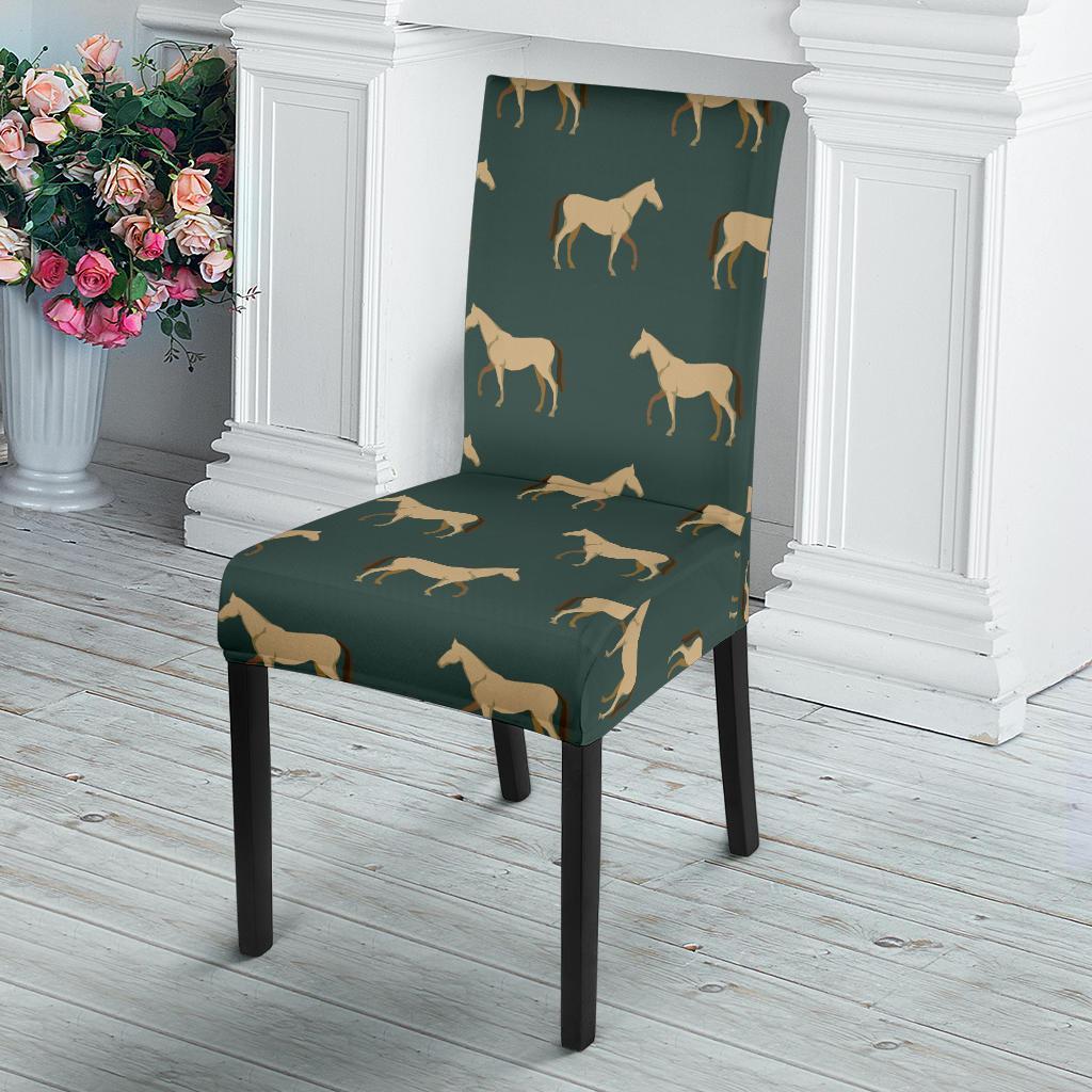 Horse Classic Themed Pattern Print Dining Chair Slipcover-JTAMIGO.COM