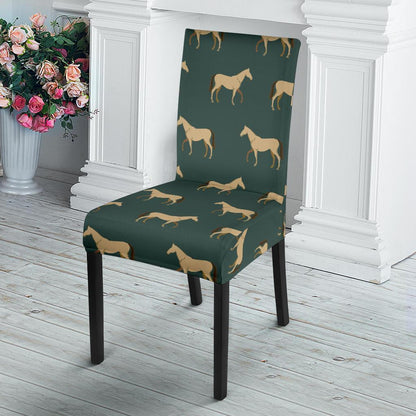 Horse Classic Themed Pattern Print Dining Chair Slipcover-JTAMIGO.COM
