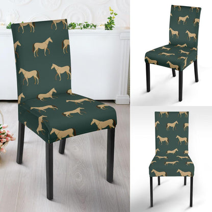 Horse Classic Themed Pattern Print Dining Chair Slipcover-JTAMIGO.COM