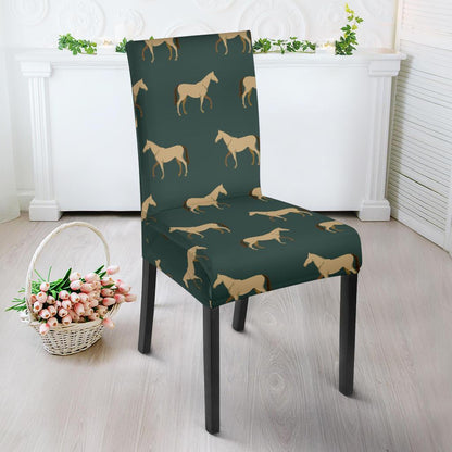 Horse Classic Themed Pattern Print Dining Chair Slipcover-JTAMIGO.COM