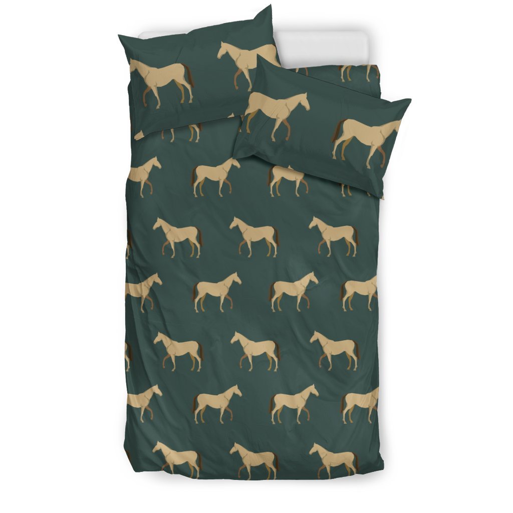 Horse Classic Themed Pattern Print Duvet Cover Bedding Set